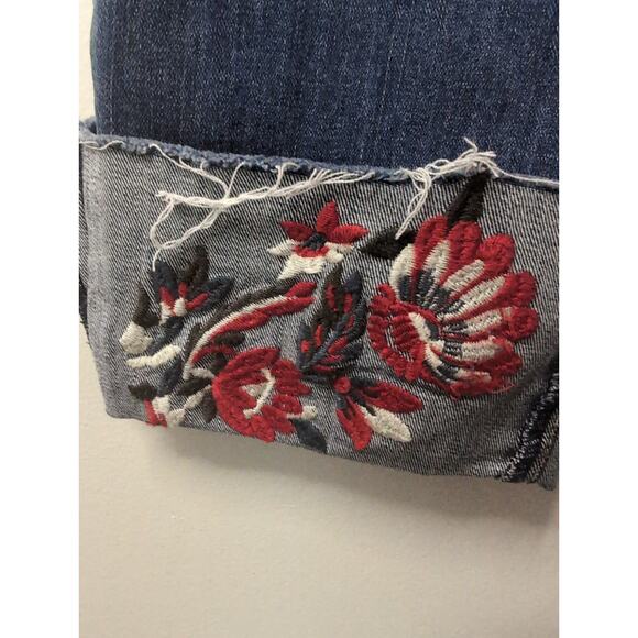 Dear John embroidered floral denim playback cuffed straight leg jeans 27 - Picture 3 of 8